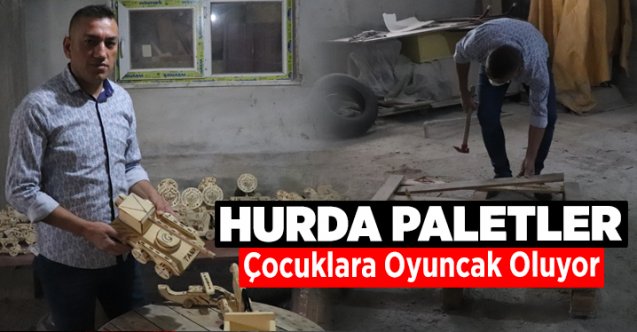 Hurda paletler çocuklara oyuncak oluyor