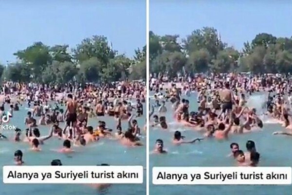 ‘Allah’u Ekber’ diyerek denize giren Suriyelilerin görüntüsü gündem